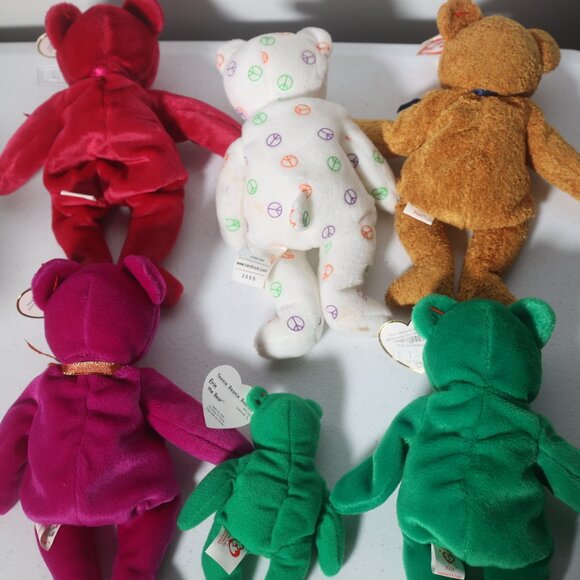Ty Beanie Babies Lot of 6 Bears Erin Valentina Fuzz Millennium Hardrock Cafe Chi - Picture 6 of 6